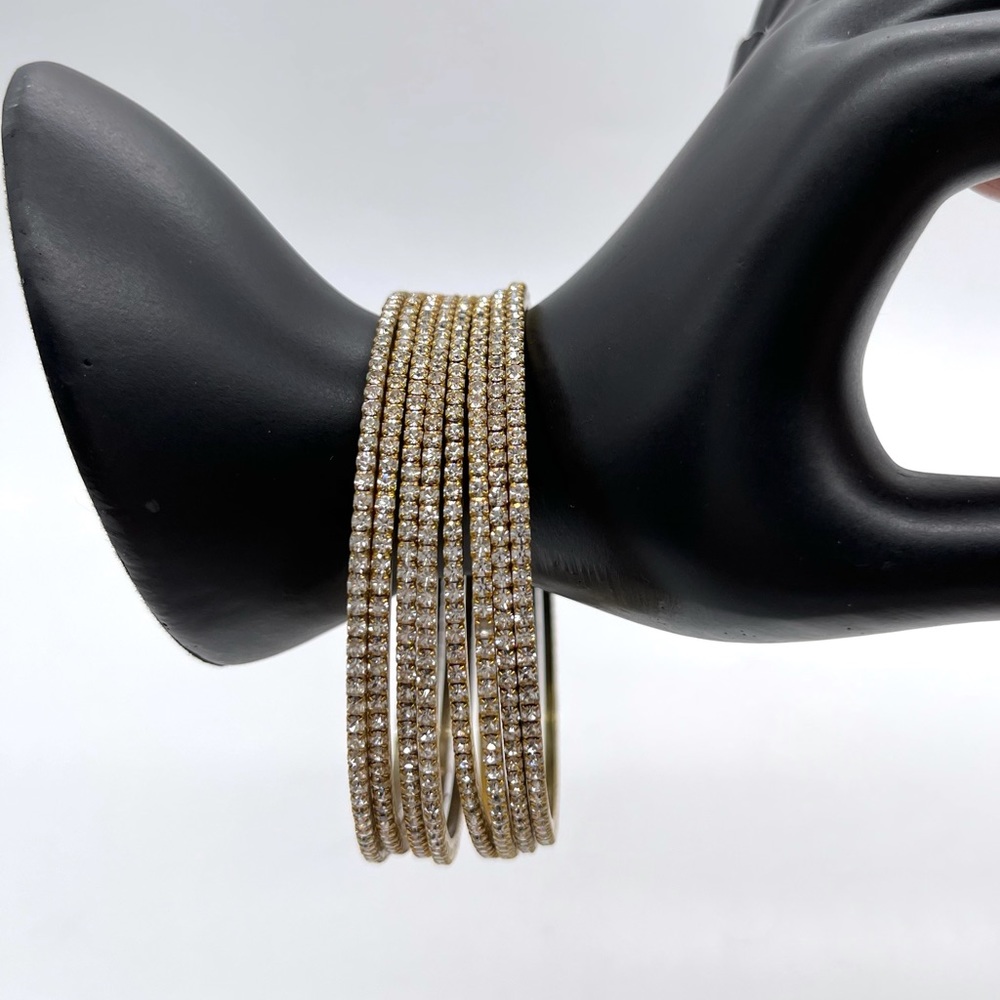 8 Sets of Gold-tone & Rhinestones Bracelet